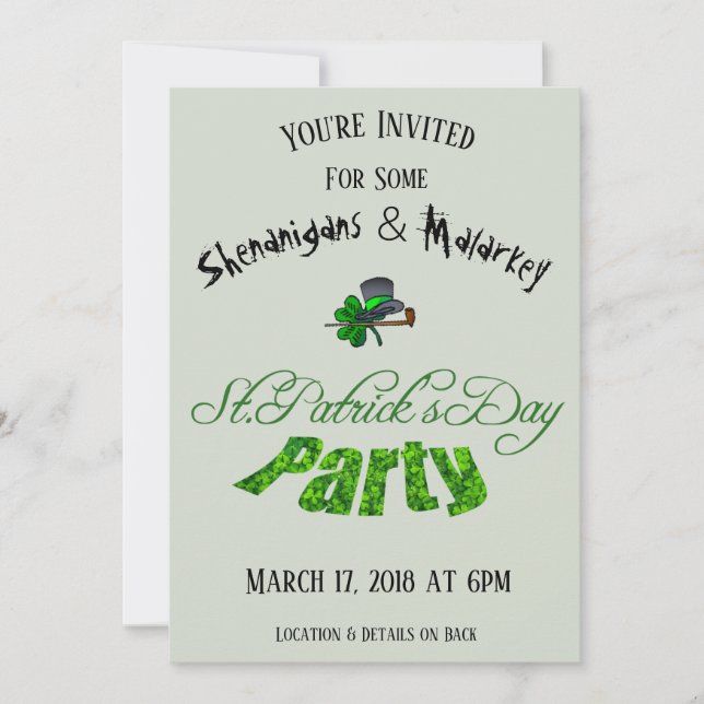 St. Patrick's Day Party Irish Green Funny Einladung (Vorderseite)