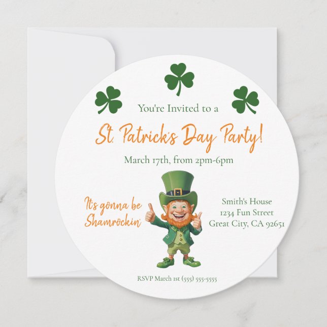 St Patrick's Day Party-Leprechaun Einladung (Vorderseite)
