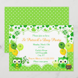 St Patrick's Day Party Owls Einladung