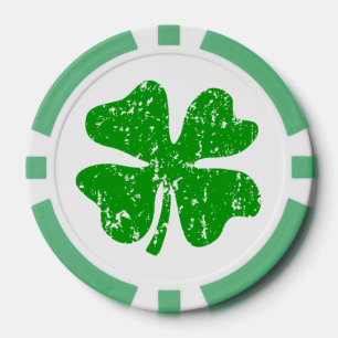 St Patricks Day Party Poker Chips   Grünes Kleebla