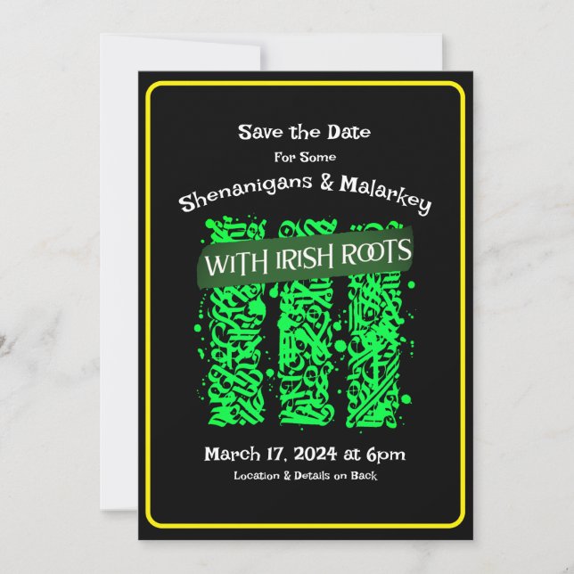 St. Patrick's Day Party Save the Date Irish Roots Einladung (Vorderseite)