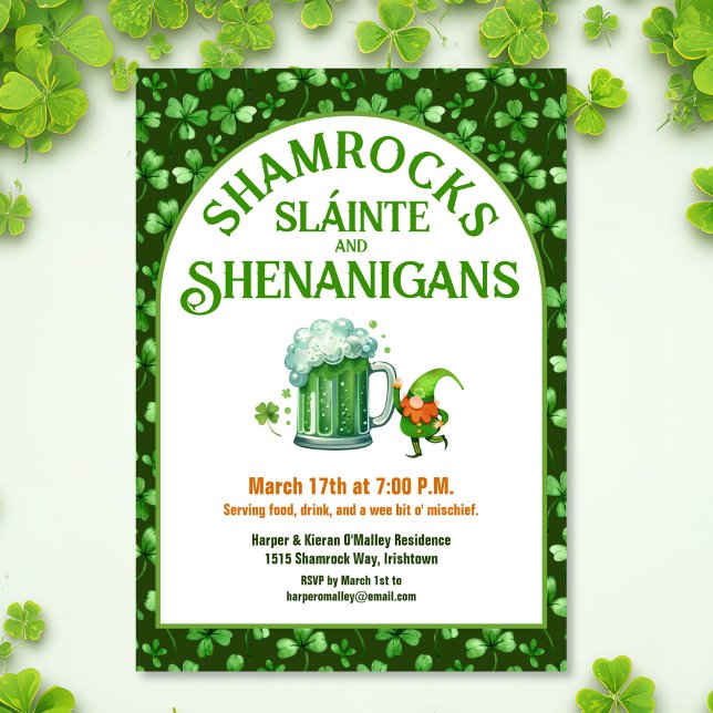 St. Patrick's Day Party Shamrocks Schabernack Einladung (Von Creator hochgeladen)