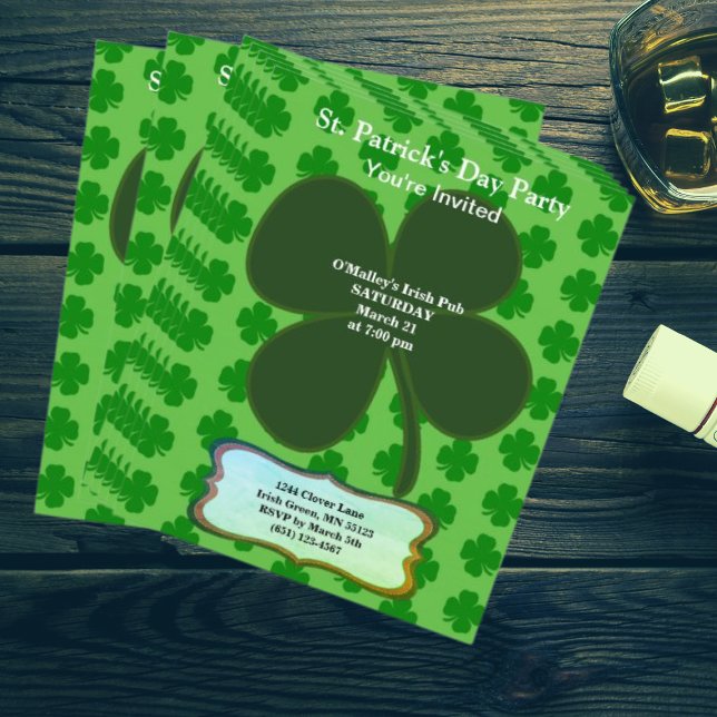 St. Patrick's Day Party Vierblättriges Kleeblatt Flyer (Von Creator hochgeladen)