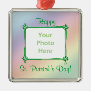 St. Patricks Day Pastel Rainbow (Rahmen des Fotos) Ornament Aus Metall