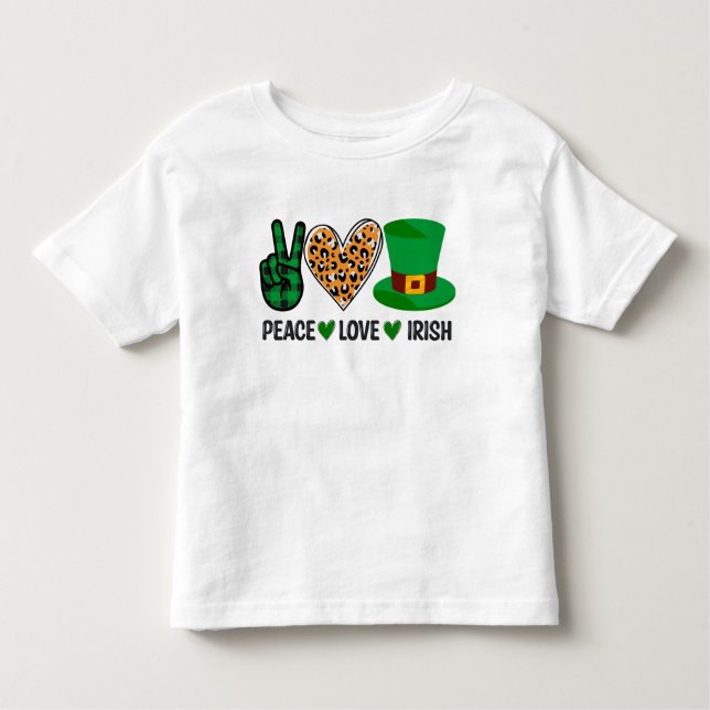 St Patrick's Day Peace Liebe Irish Kleinkind T-shirt (Vorderseite)