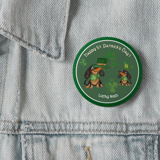 ST. Patrick's Day peitscht niedliche Dackeln Button ( ST. Patrick's Day whimsy cute Dachshunds Button
)