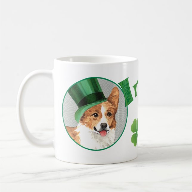 St. Patrick's Day Pembroke Welsh Corgi Kaffeetasse (Links)