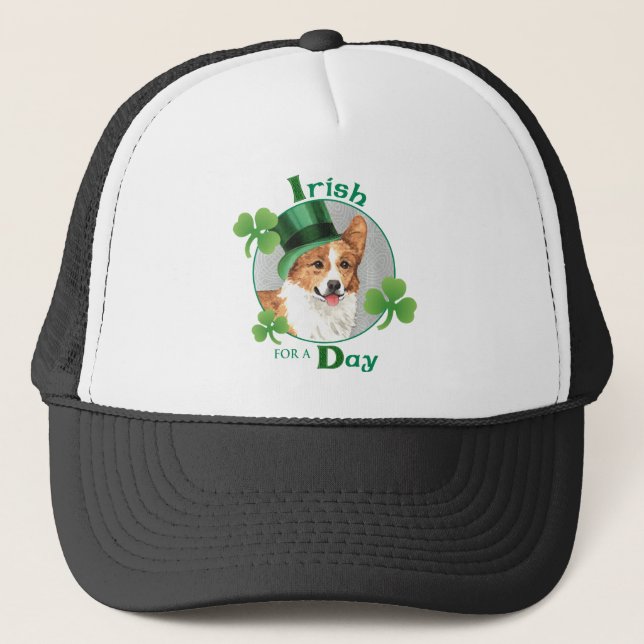 St. Patrick's Day Pembroke Welsh Corgi Truckerkappe (Vorderseite)