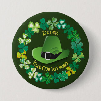 St. Patrick's Day Personalisiert Kiss Me I'm Irish Button