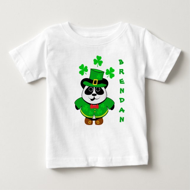 St Patricks Day Personalisiert Panda Bear Baby T-shirt (Vorderseite)