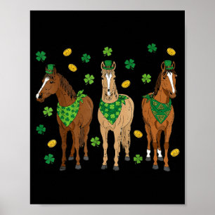 St Patricks Day Pferde Reitsport Frauen Mädchen Ki Poster