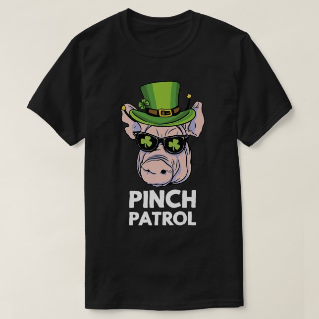 St Patrick's Day Pig Pinch Patrol Clover Irish Sha T-Shirt (Design vorne)