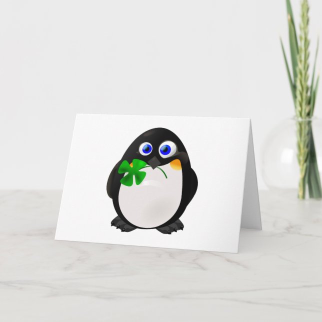 St. Patrick's Day Pinguin Karte (Vorderseite)