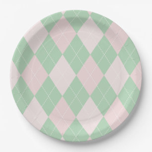 St Patricks Day Pink und Green Raute Baby Dusche Pappteller