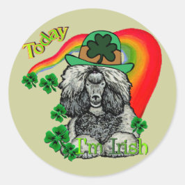 St Patrick's Day Poodle Runder Aufkleber