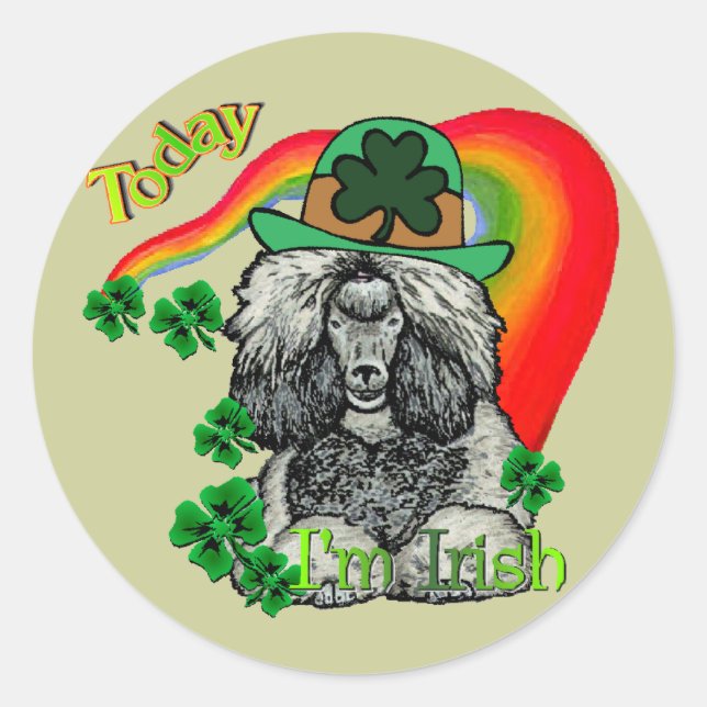 St Patrick's Day Poodle Runder Aufkleber (Vorderseite)