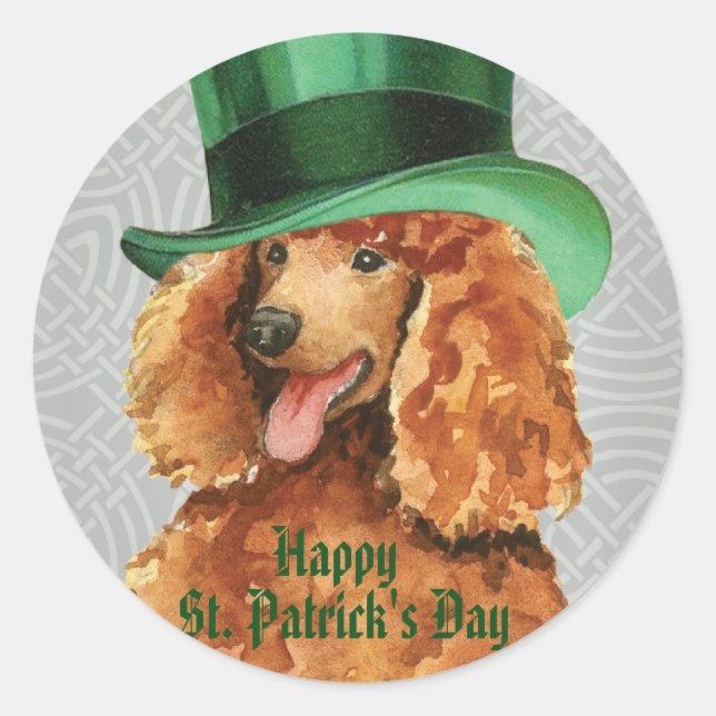 St. Patrick's Day Poodle Runder Aufkleber (Vorderseite)