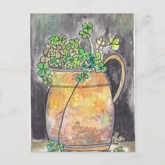 St. Patrick's Day Postkarten mit Kleeblatt-Motiven (Vorderseite)