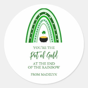 St. Patrick's Day Pot of Gold Boho Rainbow Runder Aufkleber
