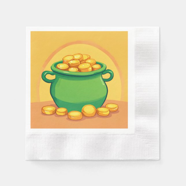 St. Patrick's Day Pot of Gold Paper Napkin Serviette (Vorderseite)
