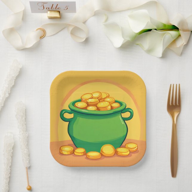 St. Patrick's Day Pot of Gold Paper Plate Pappteller (Hochzeit)