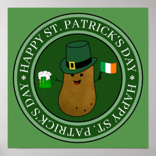 St Patrick's Day Potato in a Hat Poster