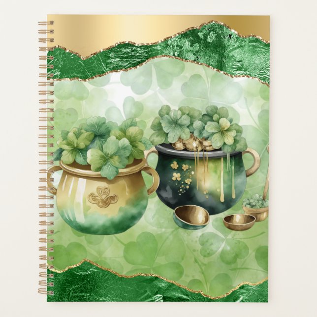 St. Patrick's Day Pots of Gold Irish Clovers Planer (Vorderseite)