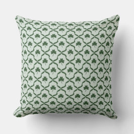 St. Patrick's Day Preppy Green Shamrock Lattice Kissen