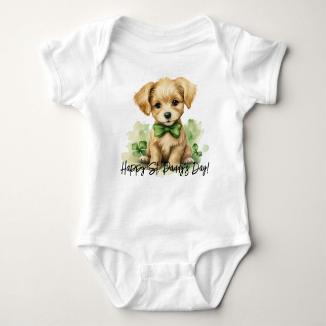 St. Patrick's Day Puppy Body T - Happy St. Paddy Baby Strampler (Vorderseite)