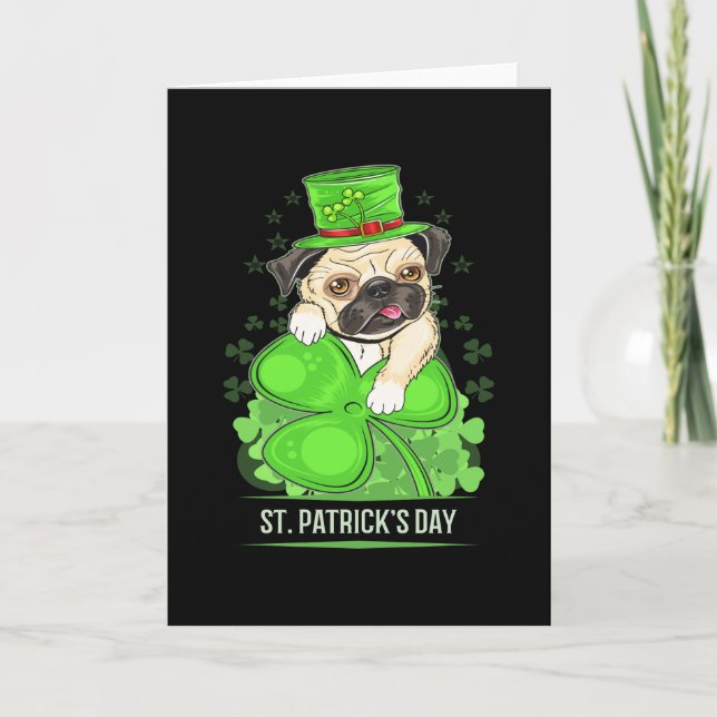 St Patricks Day Puppy Mops Karte (Vorderseite)