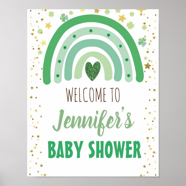 St Patrick's Day Rainbow Baby Dusche Begrüßungszei Poster (Vorne)