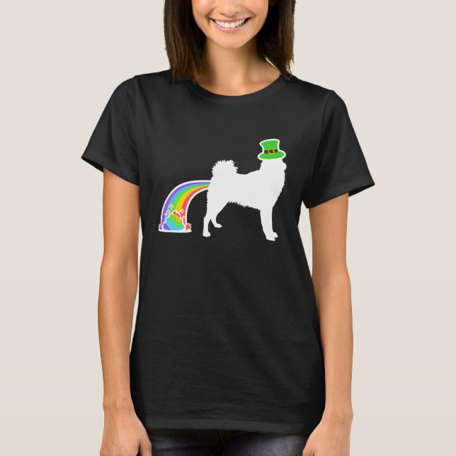 St Patrick's Day Rainbow Dog Finnischer Spitz T-Shirt (Vorderseite)