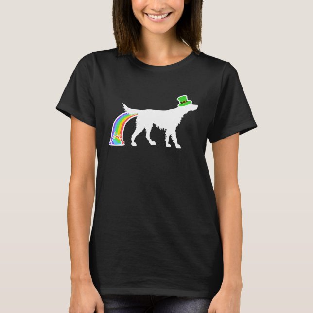St Patrick's Day Rainbow Dog Irish Setter T-Shirt (Vorderseite)