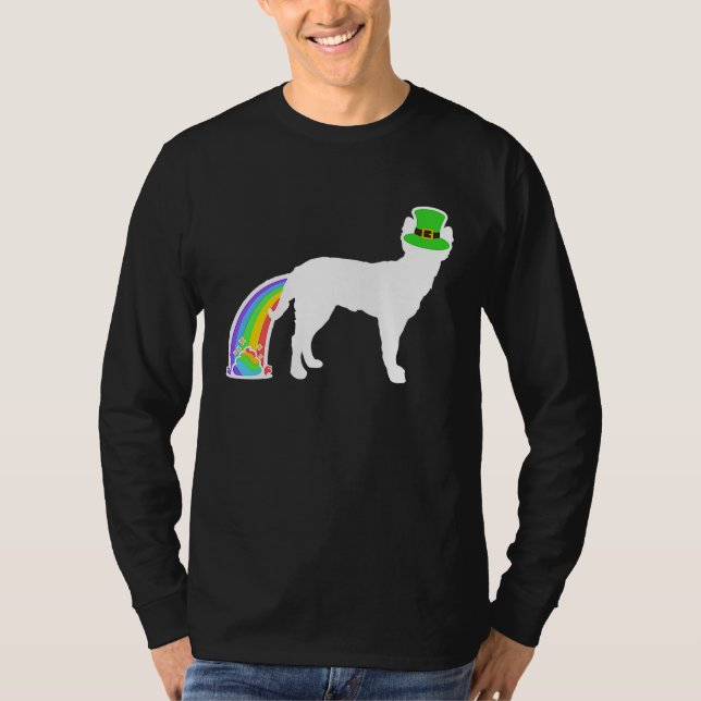 St Patrick's Day Rainbow Dog  Mudi T-Shirt (Vorderseite)
