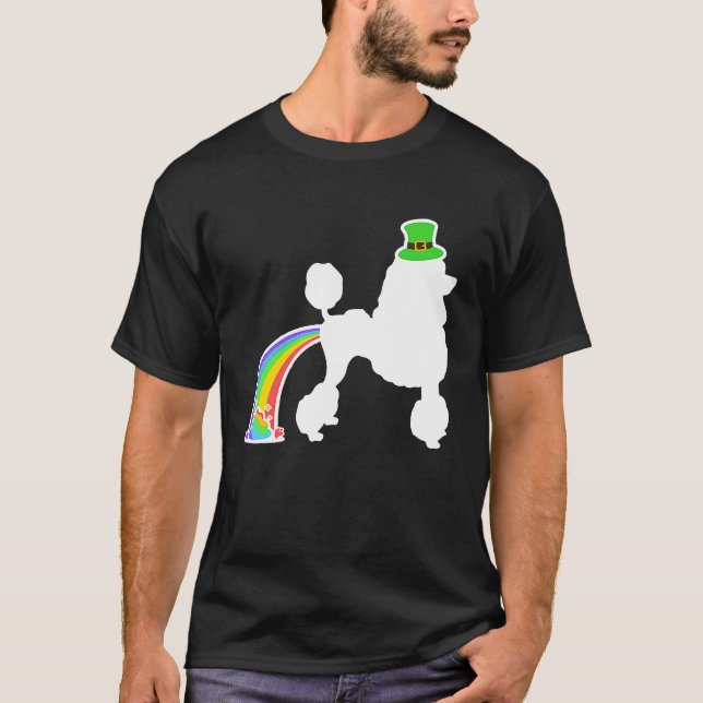 St Patrick's Day Rainbow Dog  Poodle T-Shirt (Vorderseite)