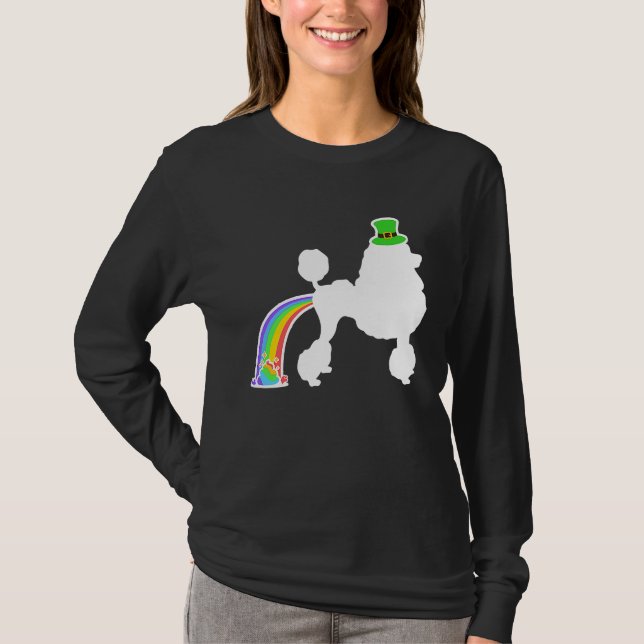 St Patrick's Day Rainbow Dog  Poodle T-Shirt (Vorderseite)