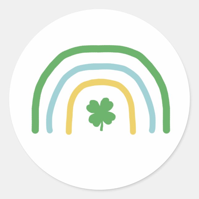 St Patricks Day Rainbow Irish Kleeblatt Luck Runder Aufkleber (Vorderseite)