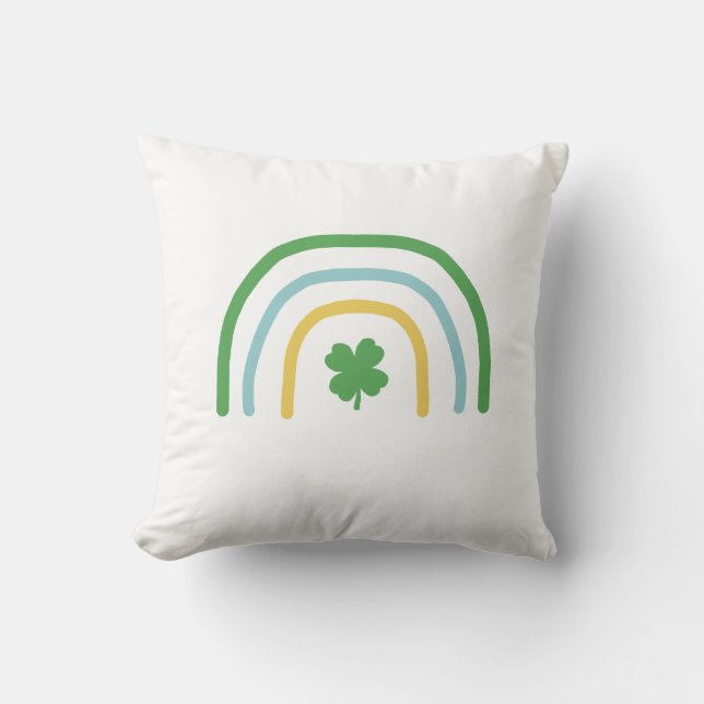 St Patricks Day Rainbow Irish Kleeblatt Pillow Kissen (Vorderseite)
