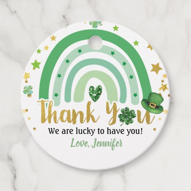 St Patrick's Day Rainbow Kleeblatt Vielen Dank Geschenkanhänger (Vorderseite)