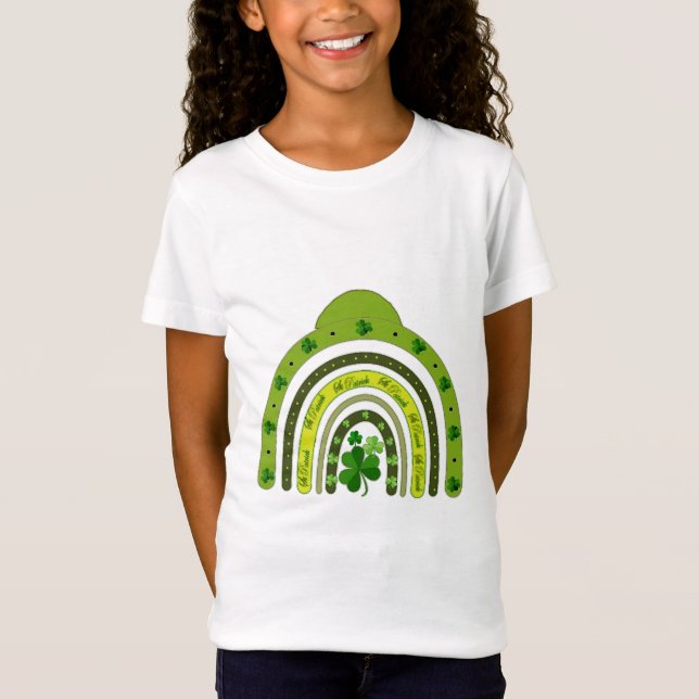 St. Patricks Day Rainbow Kleeblatts Lucky Girl T-Shirt (Vorderseite)