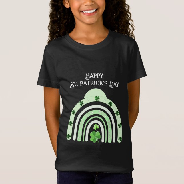 St. Patricks Day Rainbow Kleeblatts Lucky Girl T- T-Shirt (Vorderseite)