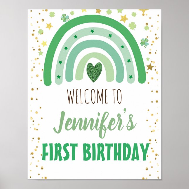 St Patrick's Day Rainbow Party Begrüßungszeichen Poster (Vorne)