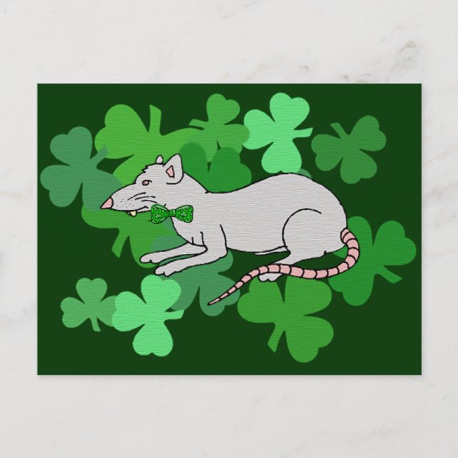 St. Patrick's Day Rat Postkarte (Vorderseite)