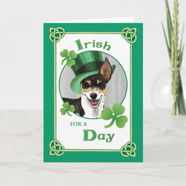 St. Patrick's Day Rat Terrier Karte (Vorderseite)