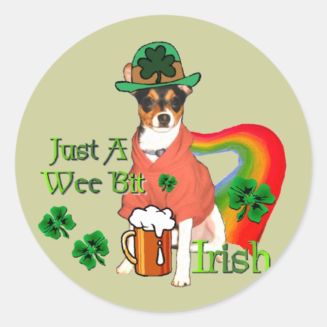 St. Patrick's Day Rat Terrier Runder Aufkleber (Vorderseite)