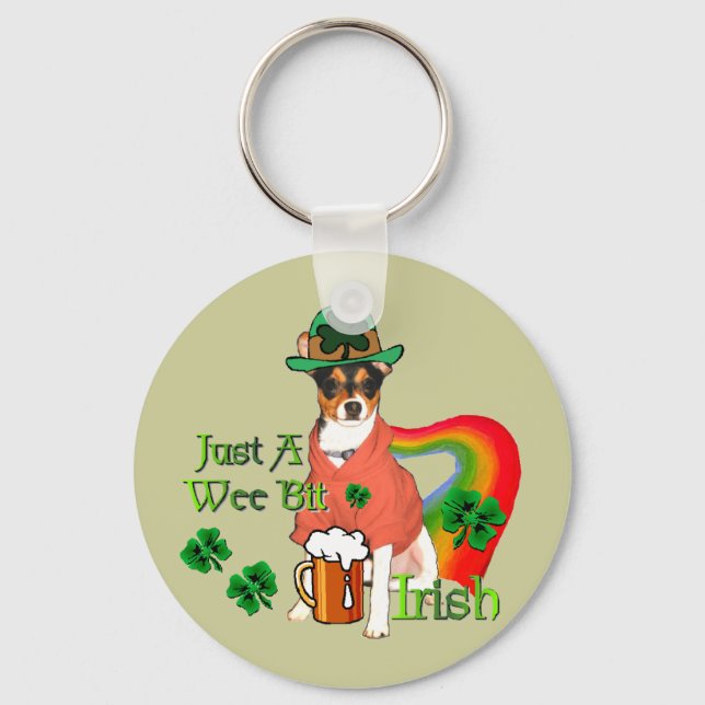 St. Patrick's Day Rat Terrier Schlüsselanhänger (Vorderseite)