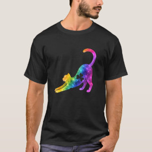 St Patricks Day Regenbogen Galaxie Katze Kleeblatt T-Shirt