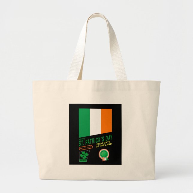 St. Patrick's Day Retro Design mit irischer Flagge Jumbo Stoffbeutel (Vorne)