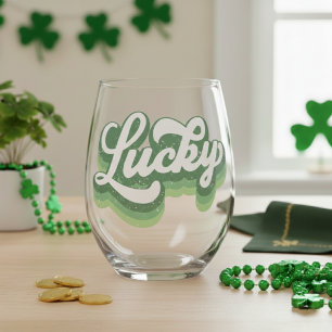 St. Patricks Day Retro Glückspilz Weinglas Ohne Stiel