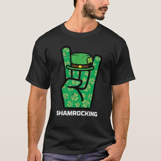 St Patricks Day Rock Hand Saint Paddys Rocker Men  T-Shirt (Vorderseite)